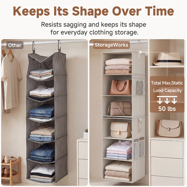 6-Shelf Closet Organizer, Splits into Two 3-Shelf Units