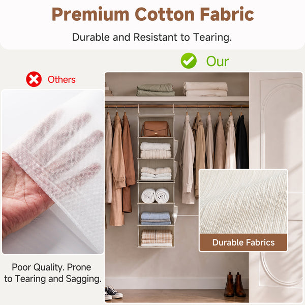 6-Shelf Closet Organizer, Splits into Two 3-Shelf Units