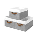 Foldable Storage Bins with PU Handles, 3-Pack