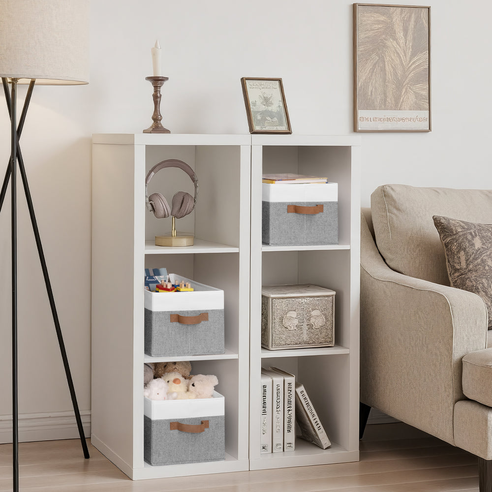 Foldable Storage Bins with PU Handles, 3-Pack