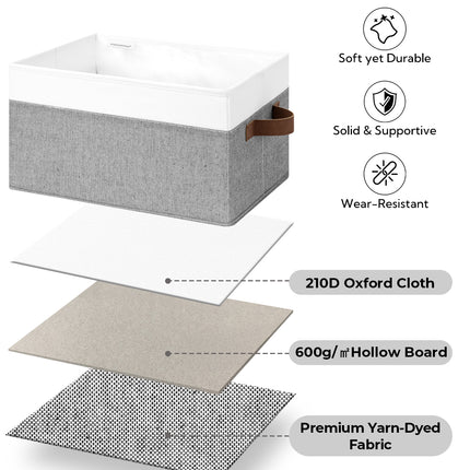 StorageWorks Lidded Large Storage Bins, Foldable Decorative Boxes, 3-Pack