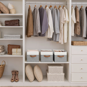 Foldable Storage Bins with PU Handles, 3-Pack