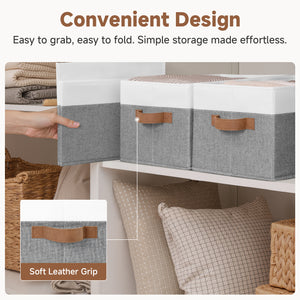 Foldable Storage Bins with PU Handles, 3-Pack