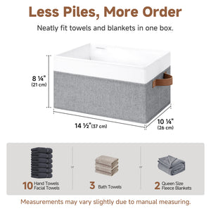 Foldable Storage Bins with PU Handles, 3-Pack