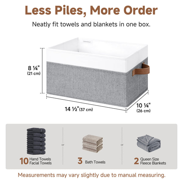 Foldable Storage Bins with PU Handles, 3-Pack