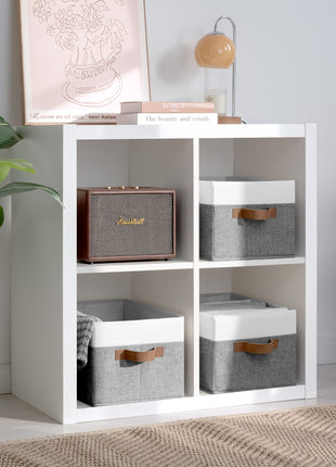 Lidded Large Storage Bins, Foldable Decorative Boxes, 3-Pack