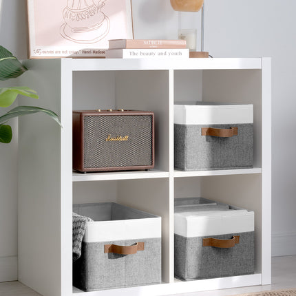 StorageWorks Lidded Large Storage Bins, Foldable Decorative Boxes, 3-Pack
