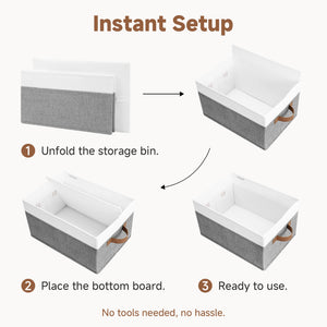 Foldable Storage Bins with PU Handles, 3-Pack