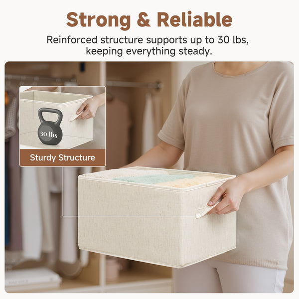 Closet Organizers and Storage Bins, Fabric Storage Bins for Organization, 3-Pack