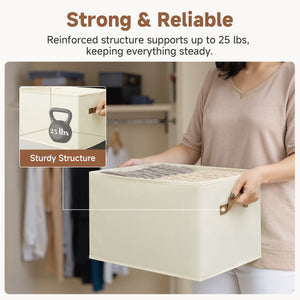 Foldable Storage Bins with PU Handles, 3-Pack