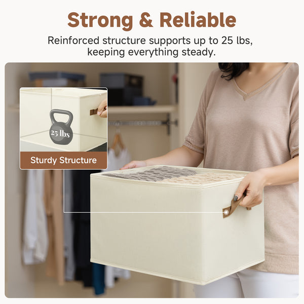 Foldable Storage Bins with PU Handles, 3-Pack