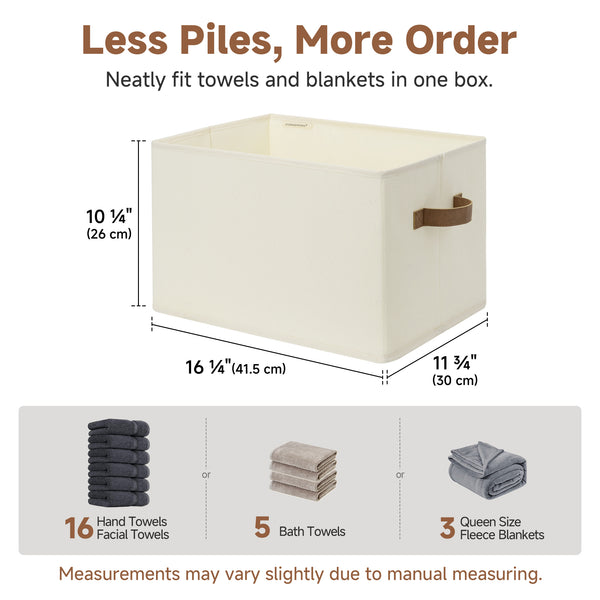 Foldable Storage Bins with PU Handles, 3-Pack