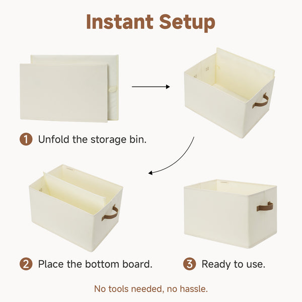 Foldable Storage Bins with PU Handles, 3-Pack