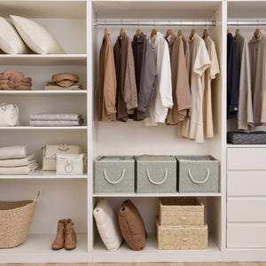 Storage Baskets for Shelves, Cotton Rope Handles, 3 Packs