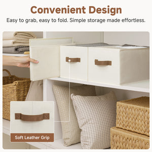 Foldable Storage Bins with PU Handles, 3-Pack