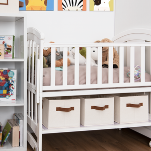 Foldable Storage Bins with PU Handles, 3-Pack