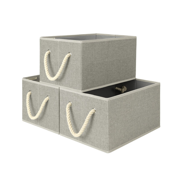 Storage Baskets for Shelves, Cotton Rope Handles, 3 Packs