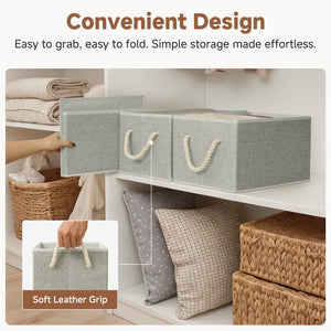 Storage Baskets for Shelves, Cotton Rope Handles, 3 Packs