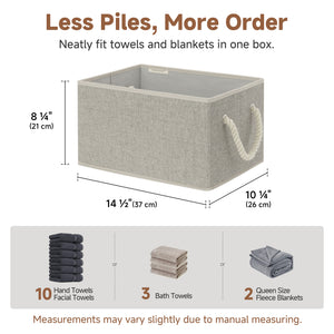 Storage Baskets for Shelves, Cotton Rope Handles, 3 Packs