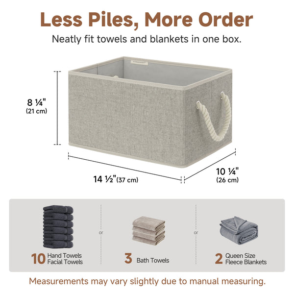 Storage Baskets for Shelves, Cotton Rope Handles, 3 Packs