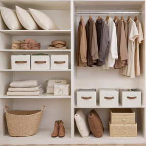 Foldable Storage Bins with PU Handles, 3-Pack