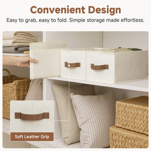 Foldable Storage Bins with PU Handles, 3-Pack