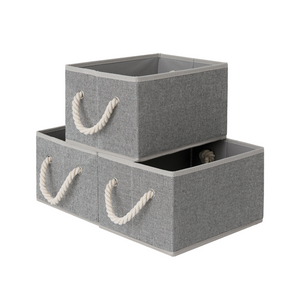 Storage Baskets for Shelves, Cotton Rope Handles, 3 Packs