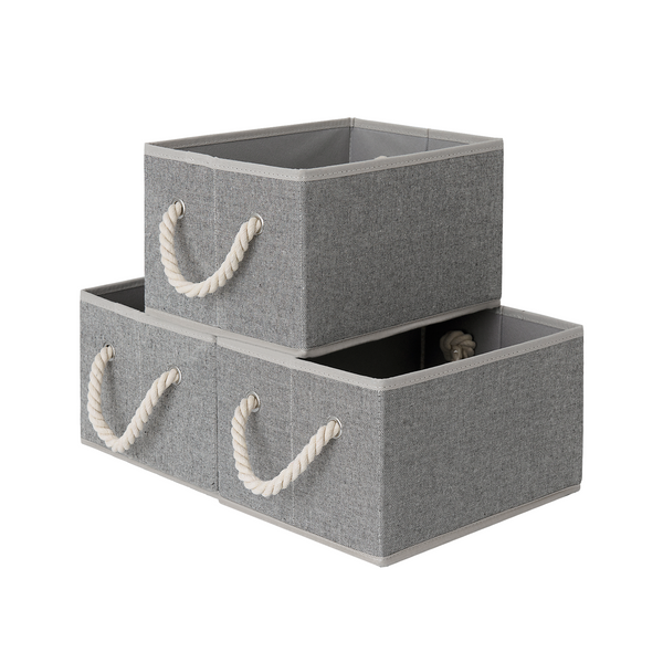 Storage Baskets for Shelves, Cotton Rope Handles, 3 Packs