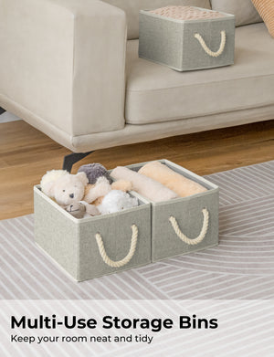 Storage Baskets for Shelves, Cotton Rope Handles, 3 Packs