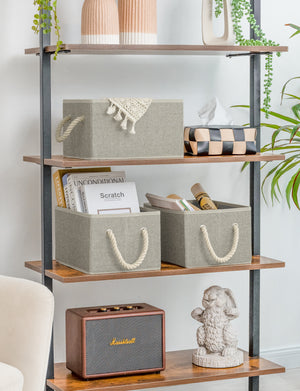 Storage Baskets for Shelves, Cotton Rope Handles, 3 Packs