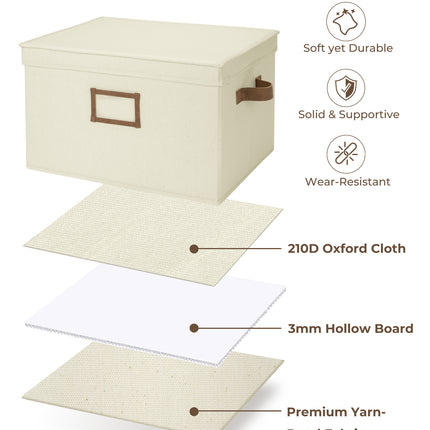 StorageWorks Lidded Large Storage Bins, Foldable Decorative Boxes, 3-Pack