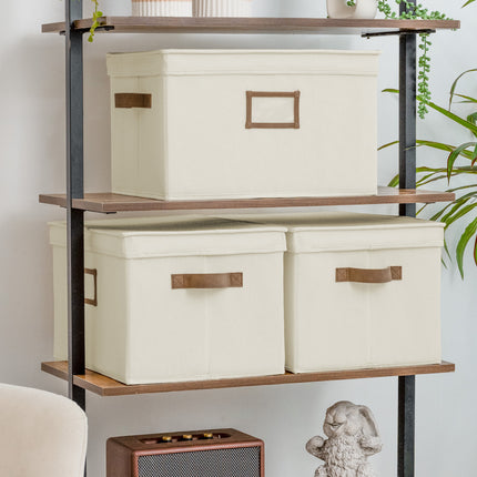StorageWorks Lidded Large Storage Bins, Foldable Decorative Boxes, 3-Pack