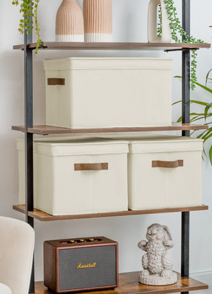 Lidded Large Storage Bins, Foldable Decorative Boxes, 3-Pack