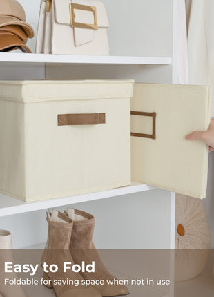 Lidded Large Storage Bins, Foldable Decorative Boxes, 3-Pack