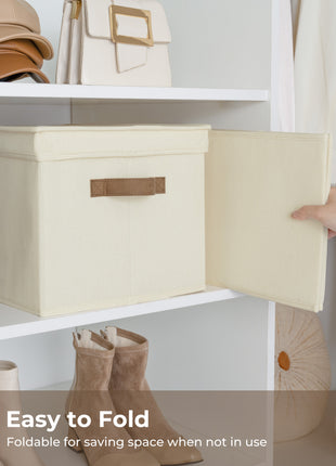 Lidded Large Storage Bins, Foldable Decorative Boxes, 3-Pack