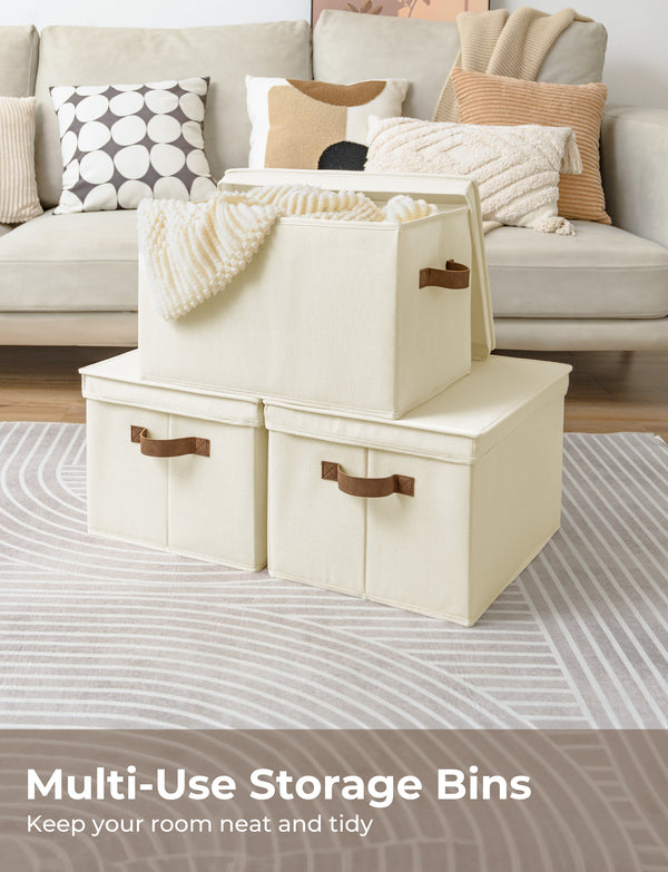 Lidded Large Storage Bins, 3 Pack