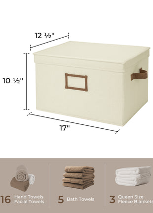 Lidded Large Storage Bins, Foldable Decorative Boxes, 3-Pack