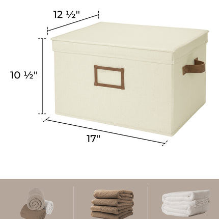 StorageWorks Lidded Large Storage Bins, Foldable Decorative Boxes, 3-Pack