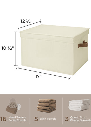 Lidded Large Storage Bins, Foldable Decorative Boxes, 3-Pack