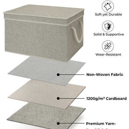StorageWorks Lidded Large Storage Bins, Foldable Decorative Boxes, 3-Pack