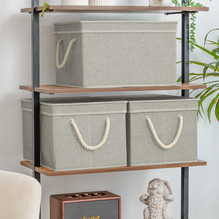 StorageWorks Lidded Large Storage Bins, Foldable Decorative Boxes, 3-Pack