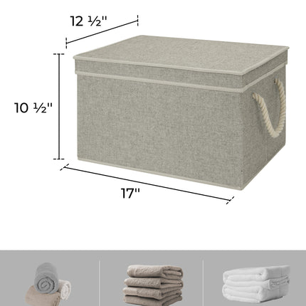 StorageWorks Lidded Large Storage Bins, Foldable Decorative Boxes, 3-Pack