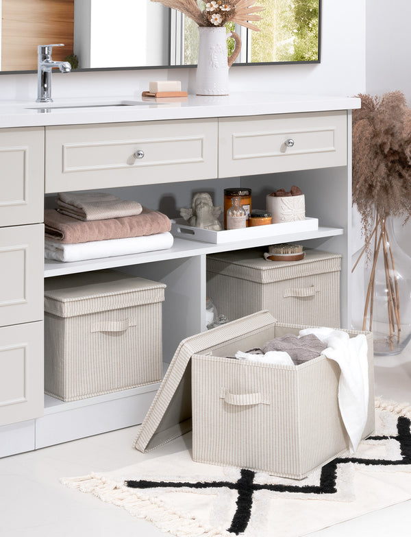 Lidded Large Storage Bins, 3 Pack