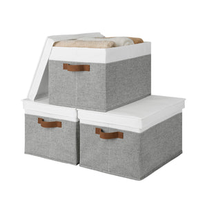 Lidded Large Storage Bins, Two-Tone Design, 3 Pack