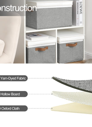 Lidded Large Storage Bins, Foldable Decorative Boxes, 3-Pack