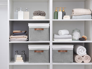 Lidded Large Storage Bins, Two-Tone Design, 3 Pack