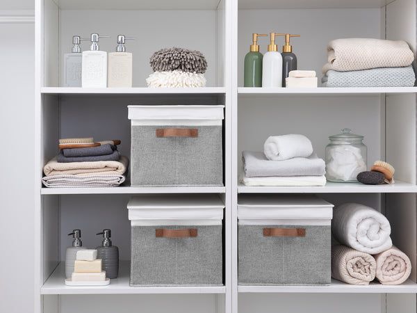 Lidded Large Storage Bins, Two-Tone Design, 3 Pack