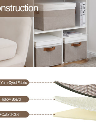 Lidded Large Storage Bins, Foldable Decorative Boxes, 3-Pack