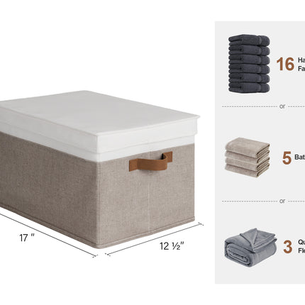 StorageWorks Lidded Large Storage Bins, Foldable Decorative Boxes, 3-Pack