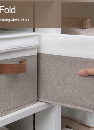 Lidded Large Storage Bins, Foldable Decorative Boxes, 3-Pack